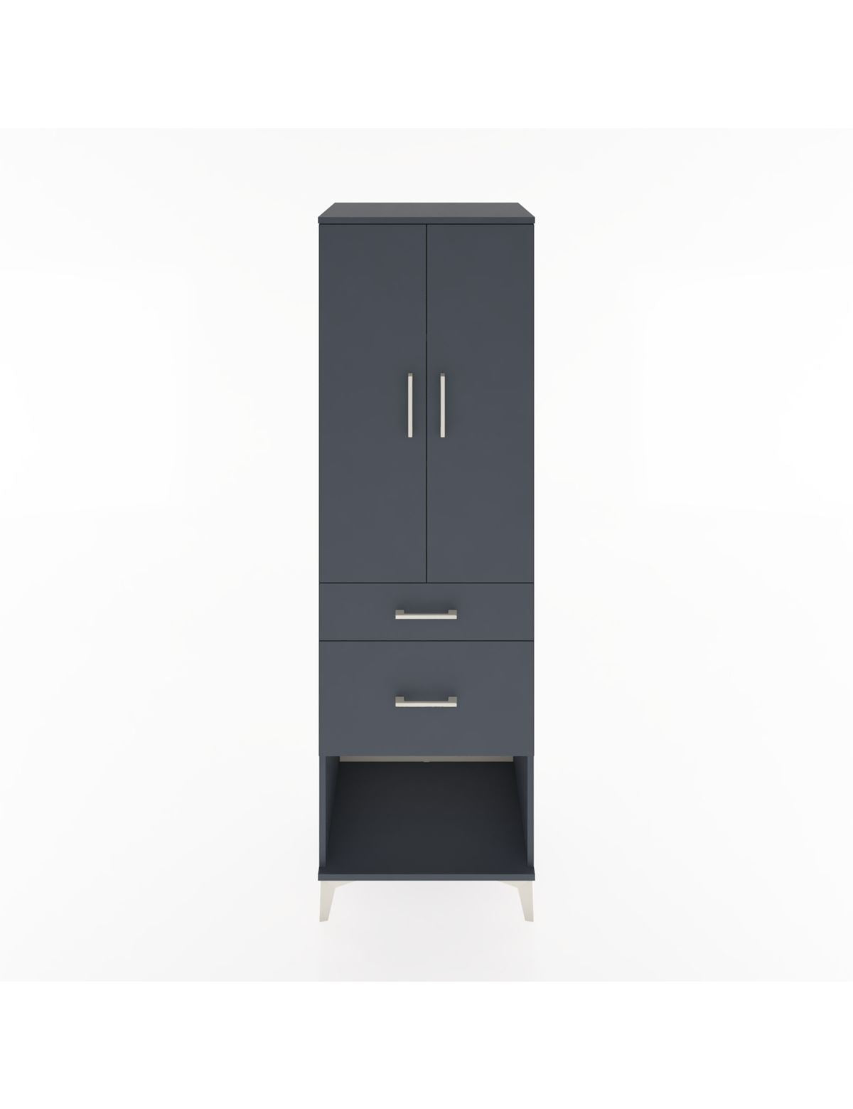 Hyperion Dolap 3 Raflı 2 Çekmeceli 2 Kapaklı 60x44x195 Antrasit-Antrasit