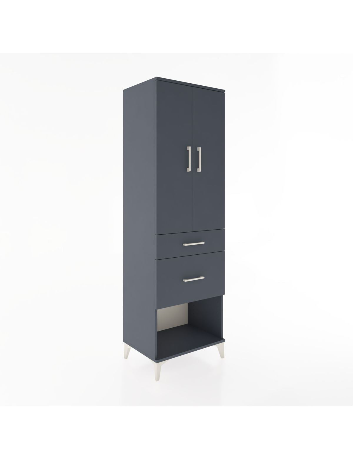 Hyperion Dolap 3 Raflı 2 Çekmeceli 2 Kapaklı 60x44x195 Antrasit-Antrasit