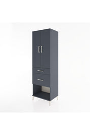 Hyperion Dolap 3 Raflı 2 Çekmeceli 2 Kapaklı 60x44x195 Antrasit-Antrasit