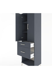 Hyperion Dolap 3 Raflı 2 Çekmeceli 2 Kapaklı 60x44x195 Antrasit-Antrasit