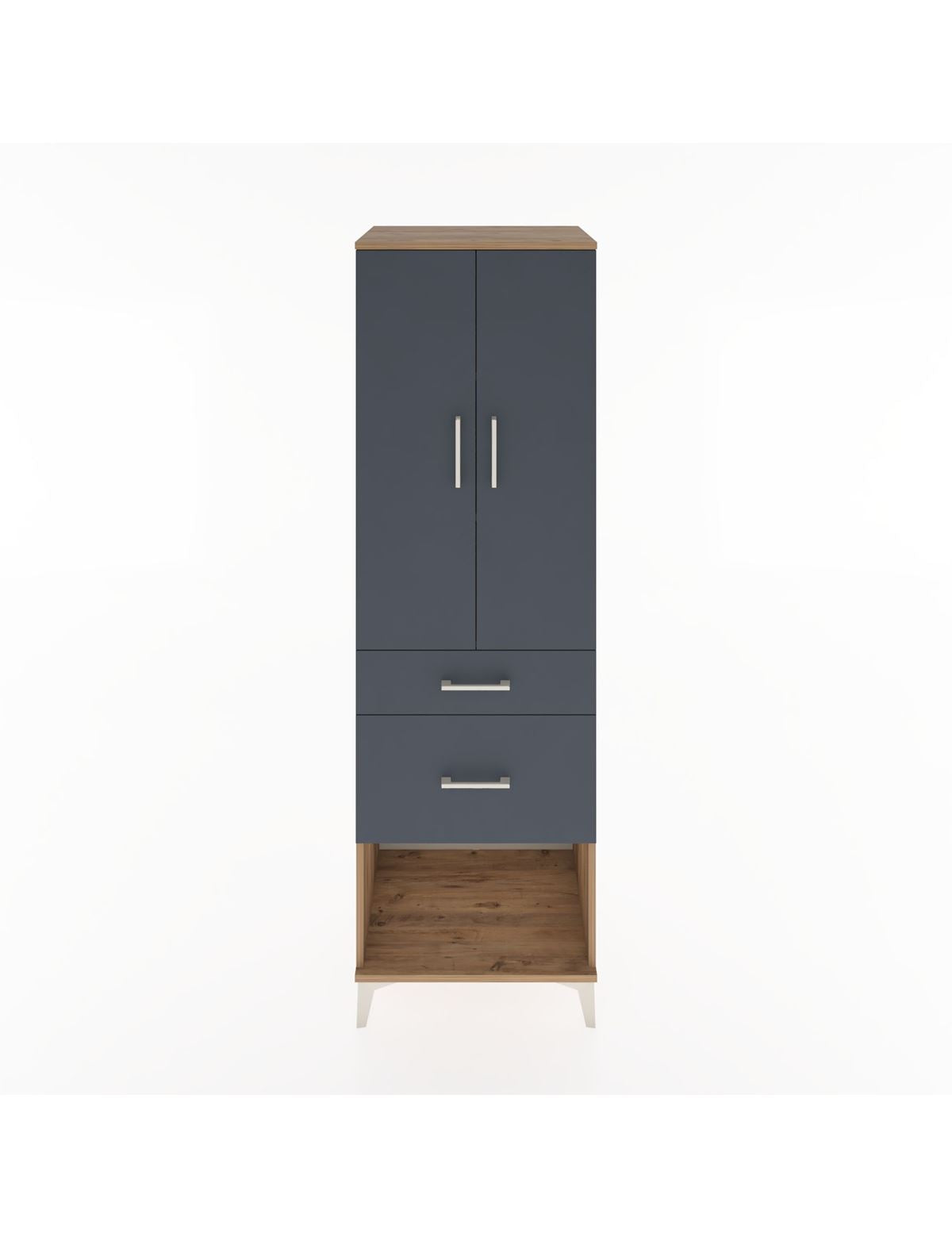 Hyperion Dolap 3 Raflı 2 Çekmeceli 2 Kapaklı 60x44x195 Çam-Antrasit