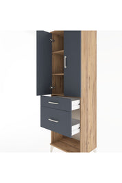 Hyperion Dolap 3 Raflı 2 Çekmeceli 2 Kapaklı 60x44x195 Çam-Antrasit