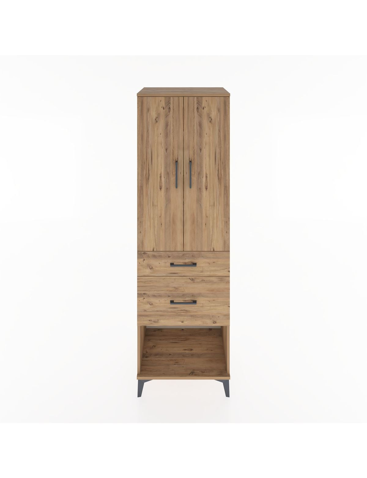 Hyperion Dolap 3 Raflı 2 Çekmeceli 2 Kapaklı 60x44x195 Çam-Çam