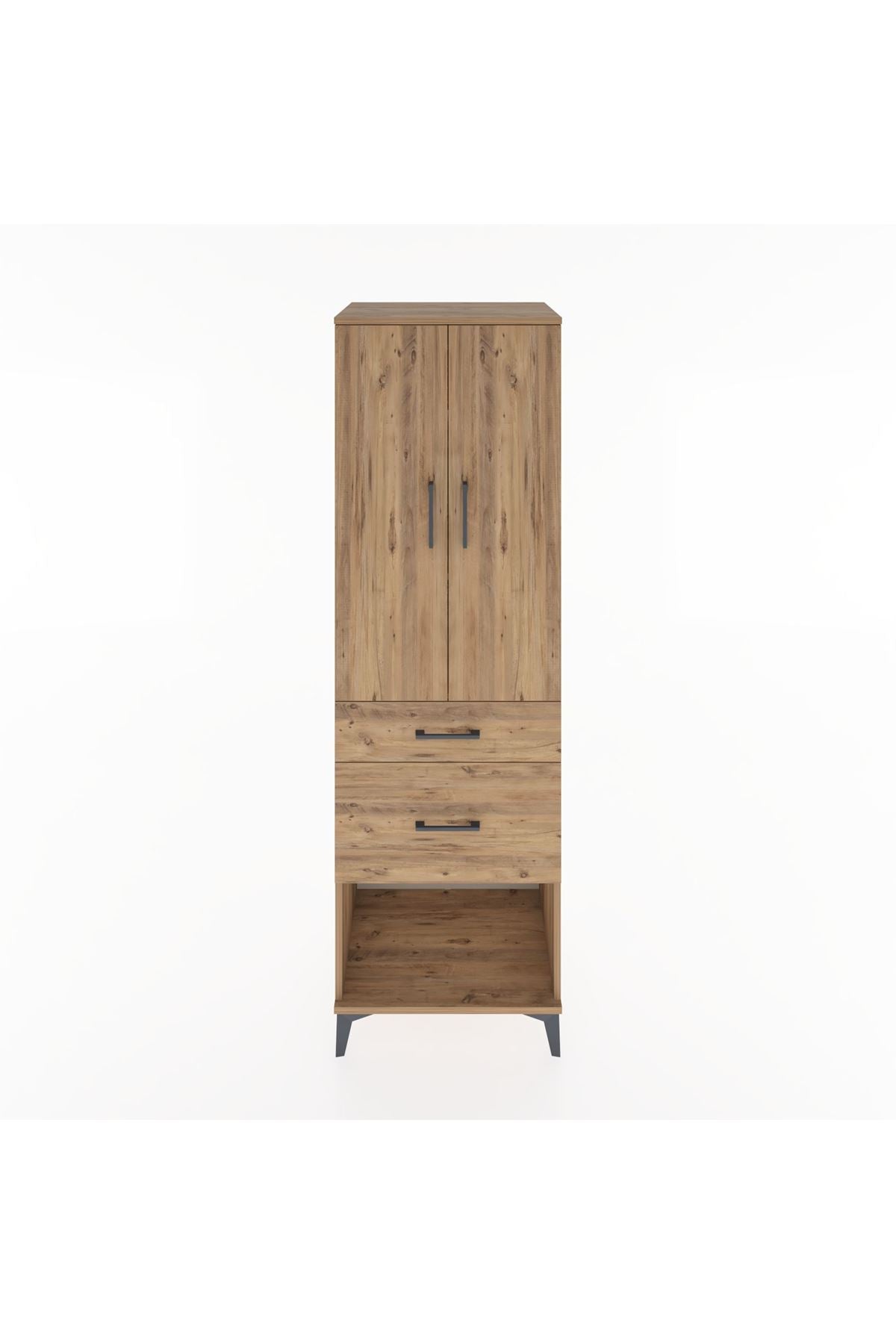 Hyperion Dolap 3 Raflı 2 Çekmeceli 2 Kapaklı 60x44x195 Çam-Çam