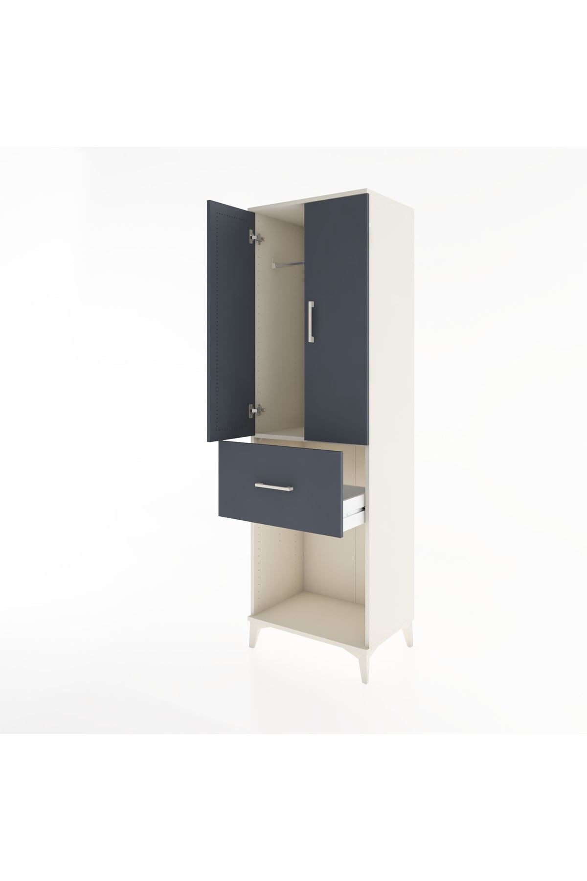 Hyperion Dolap Tek Raflı Tek Çekmeceli Tek Askılı 60x44x195 Aytaşı-Antrasit