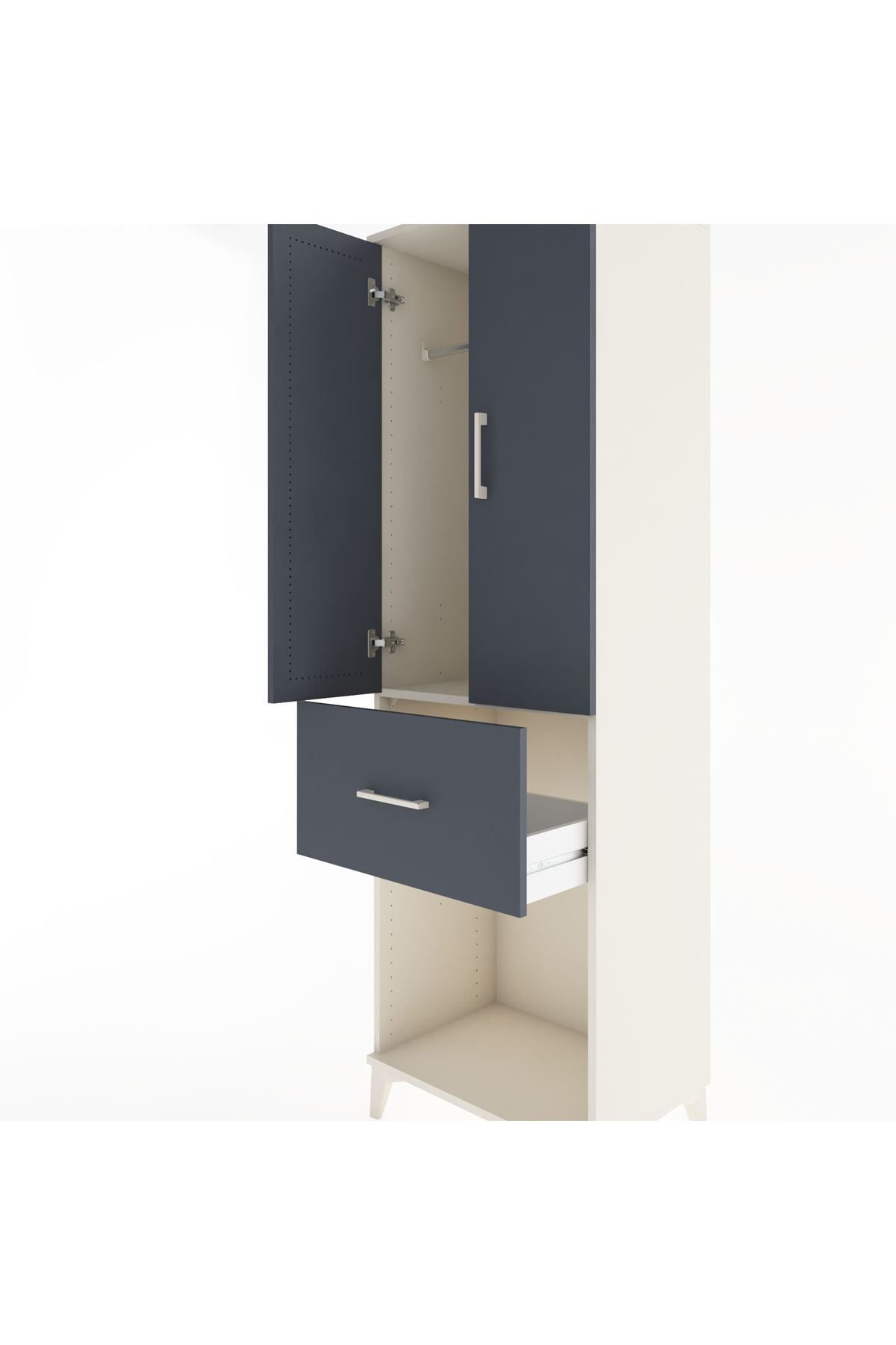 Hyperion Dolap Tek Raflı Tek Çekmeceli Tek Askılı 60x44x195 Aytaşı-Antrasit