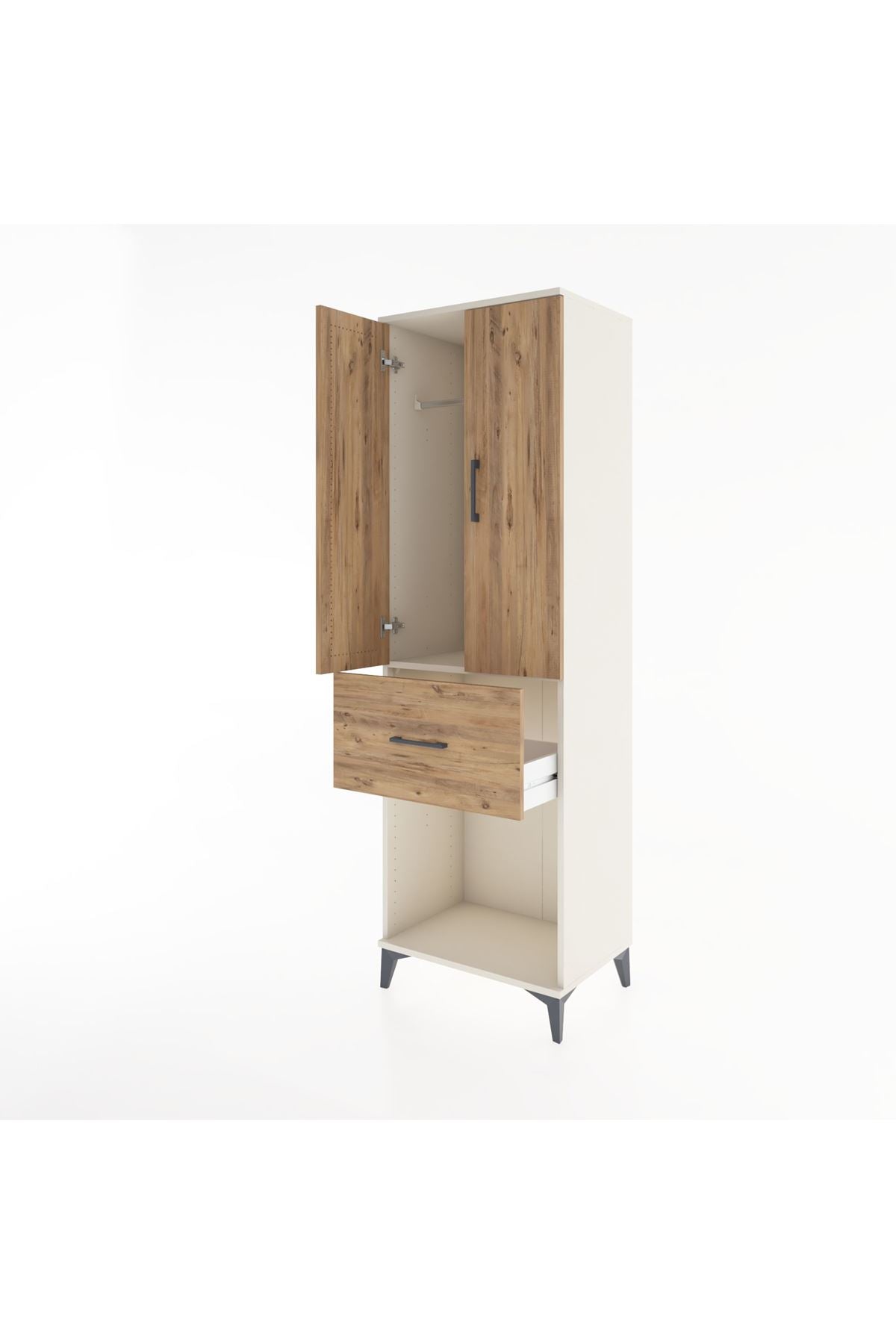 Hyperion Dolap Tek Raflı Tek Çekmeceli Tek Askılı 60x44x195 Aytaşı-Çam