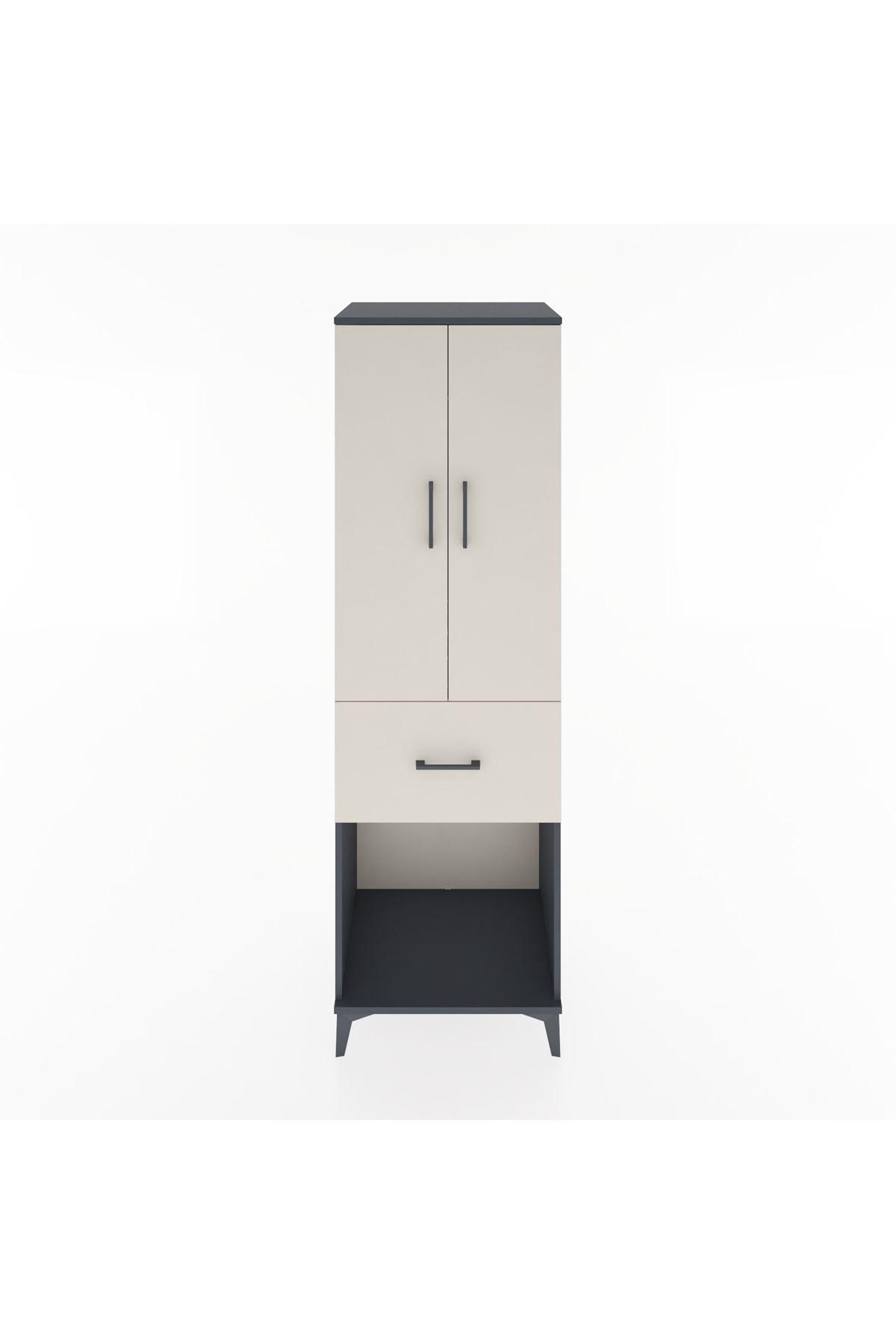 Hyperion Dolap Tek Raflı Tek Çekmeceli Tek Askılı 60x44x195 Antrasit-Aytaşı