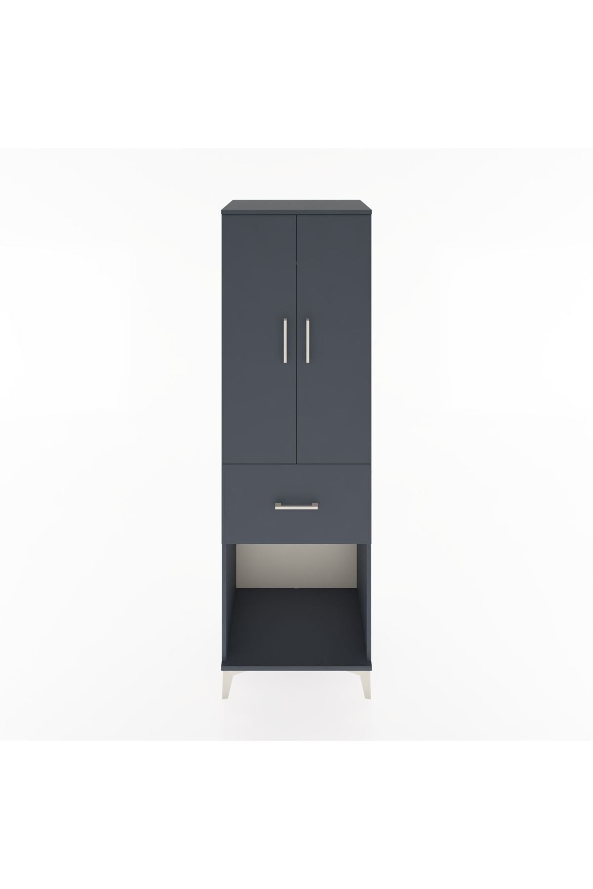 Hyperion Dolap Tek Raflı Tek Çekmeceli Tek Askılı 60x44x195 Antrasit-Antrasit