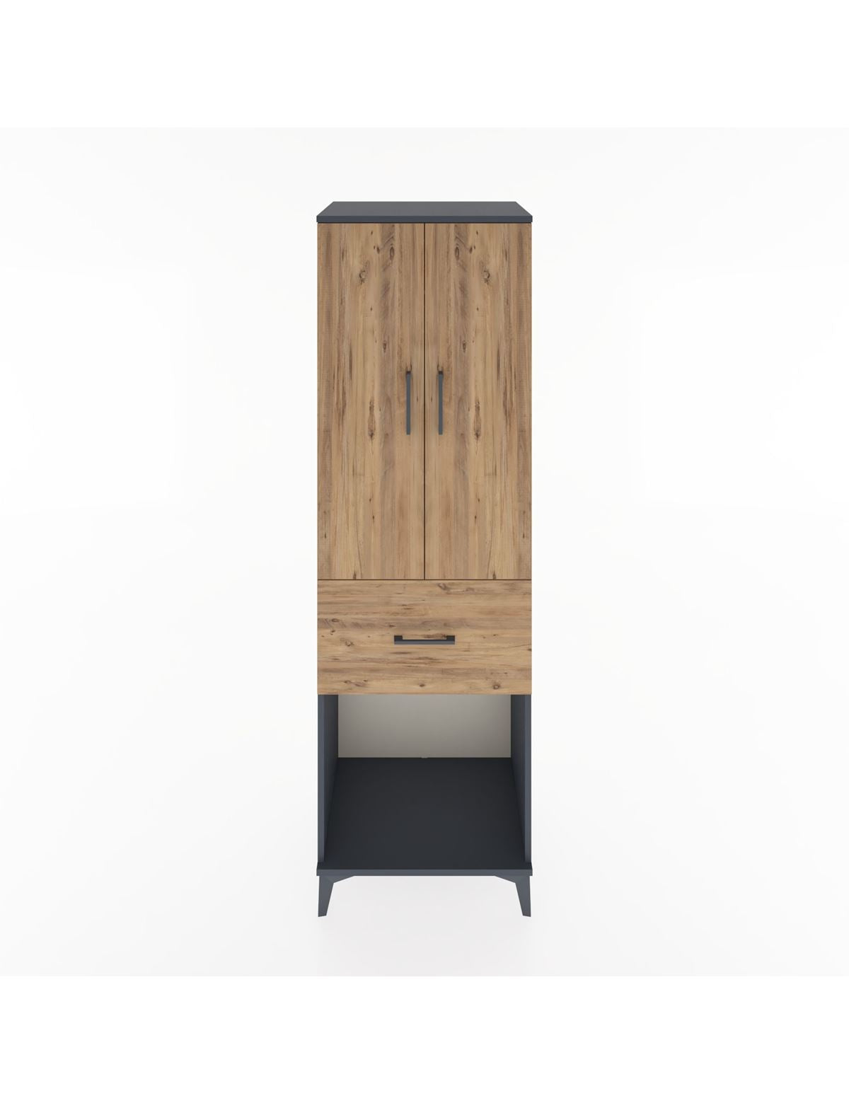 Hyperion Dolap Tek Raflı Tek Çekmeceli Tek Askılı 60x44x195 Antrasit-Çam