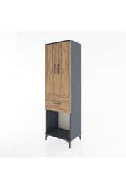Hyperion Dolap Tek Raflı Tek Çekmeceli Tek Askılı 60x44x195 Antrasit-Çam