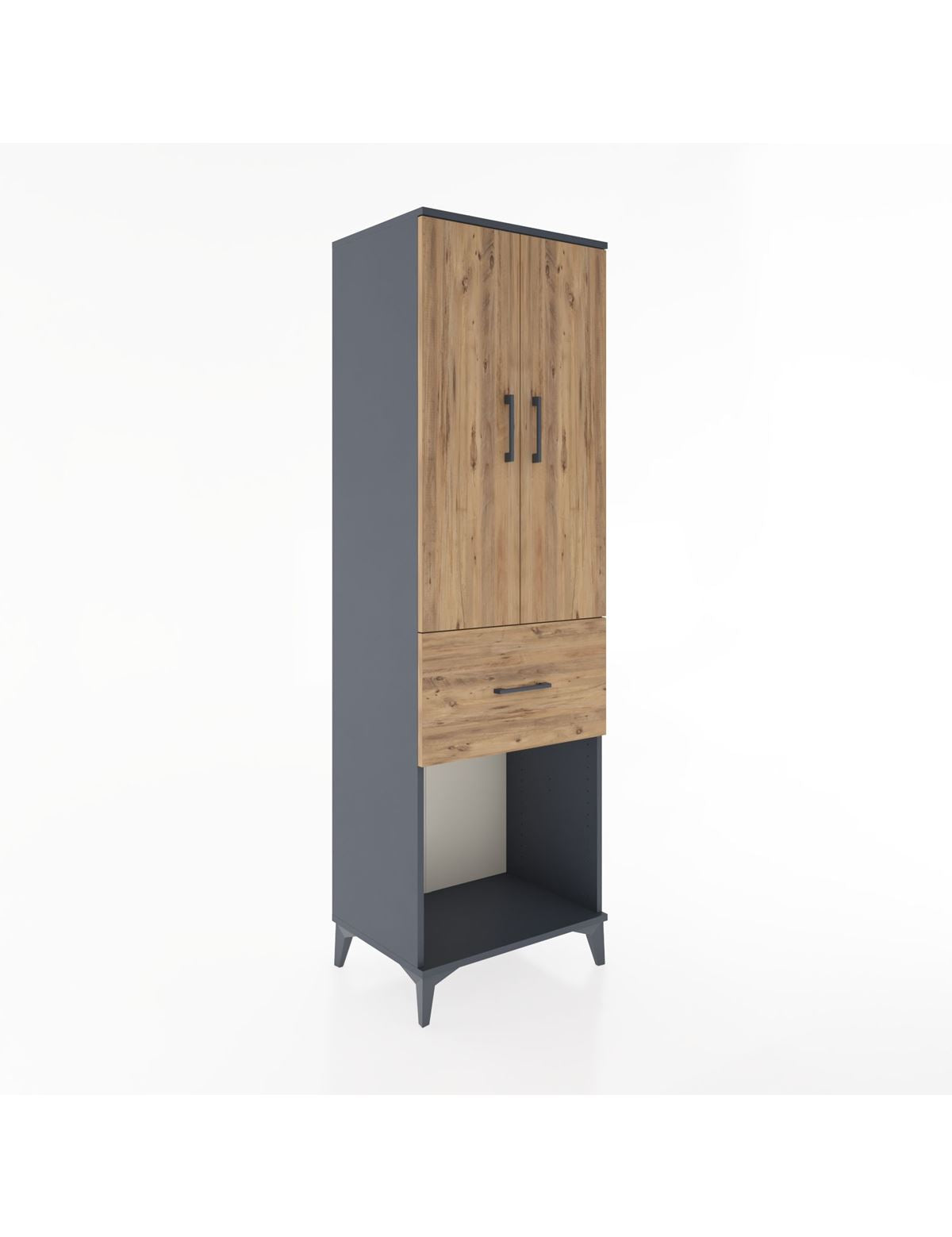 Hyperion Dolap Tek Raflı Tek Çekmeceli Tek Askılı 60x44x195 Antrasit-Çam