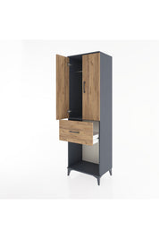 Hyperion Dolap Tek Raflı Tek Çekmeceli Tek Askılı 60x44x195 Antrasit-Çam