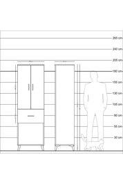 Hyperion Dolap Tek Raflı Tek Çekmeceli Tek Askılı 60x44x195 Çam-Aytaşı