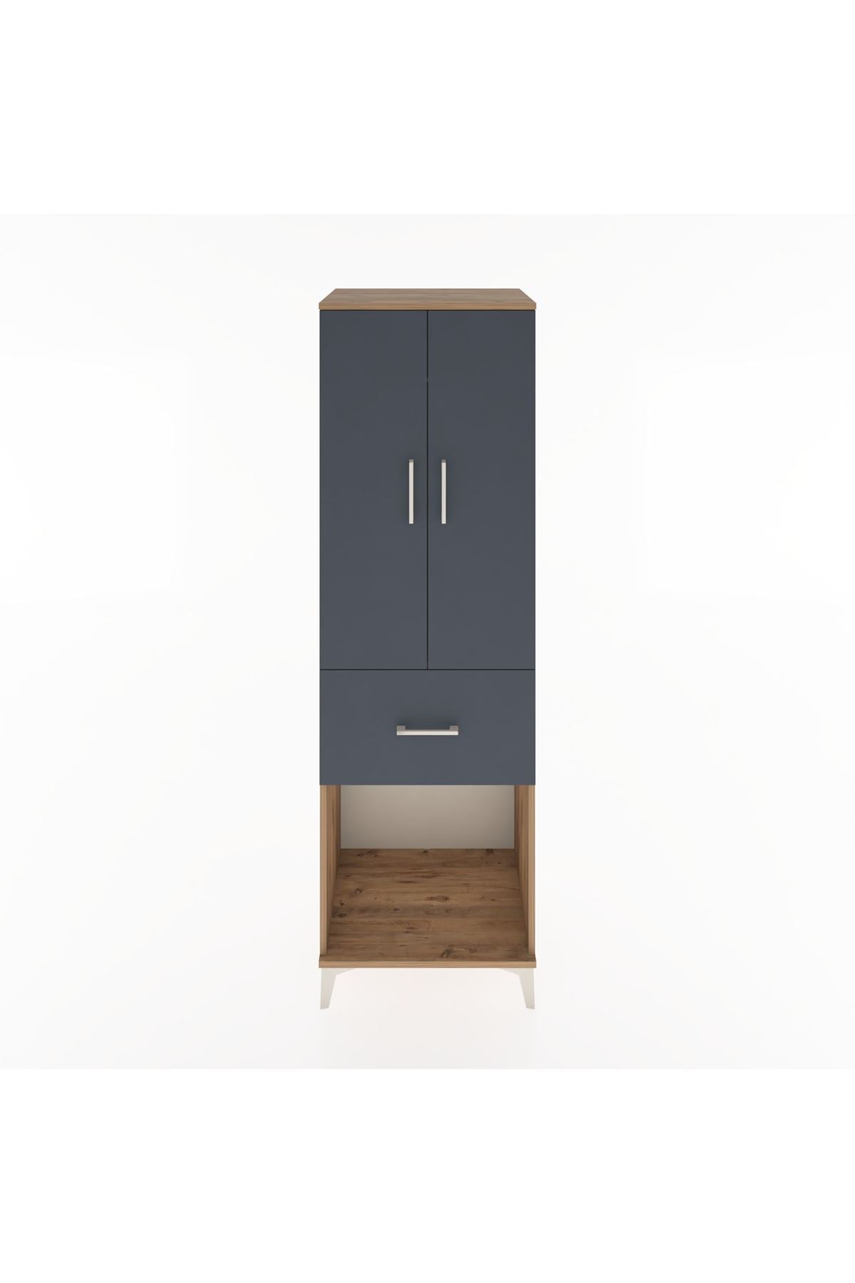 Hyperion Dolap Tek Raflı Tek Çekmeceli Tek Askılı 60x44x195 Çam-Antrasit