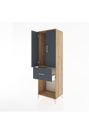 Hyperion Dolap Tek Raflı Tek Çekmeceli Tek Askılı 60x44x195 Çam-Antrasit