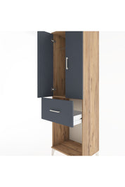 Hyperion Dolap Tek Raflı Tek Çekmeceli Tek Askılı 60x44x195 Çam-Antrasit