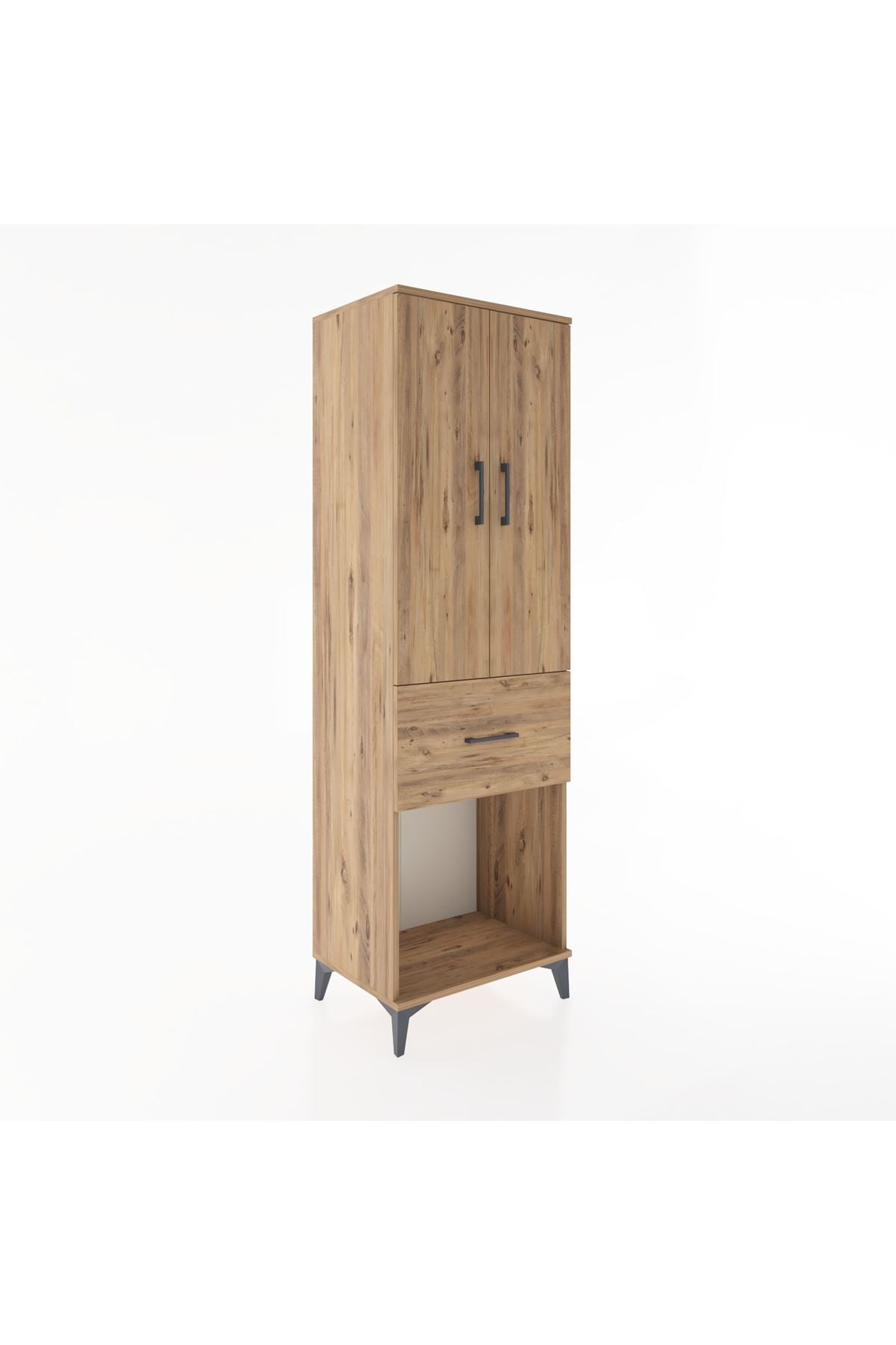 Hyperion Dolap Tek Raflı Tek Çekmeceli Tek Askılı 60x44x195 Çam-Çam