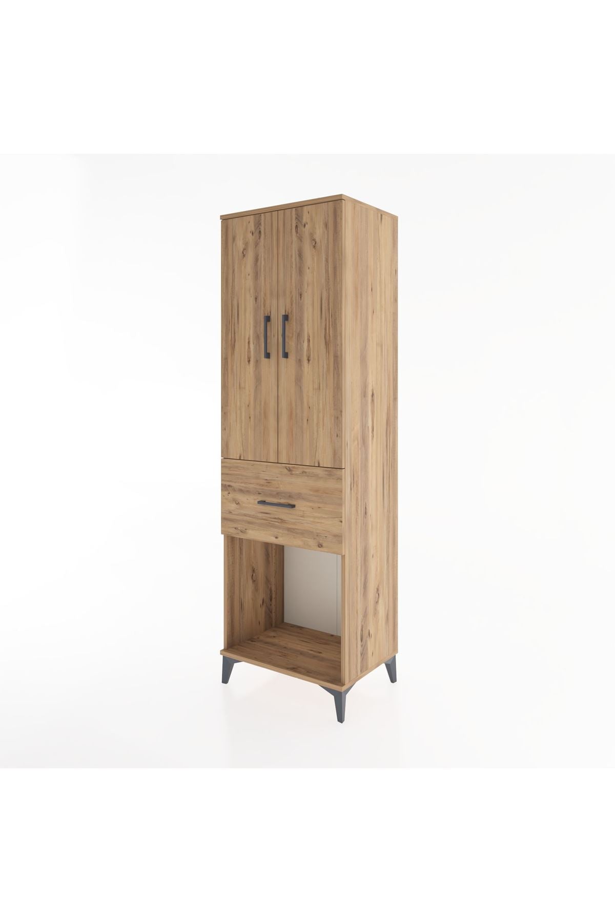 Hyperion Dolap Tek Raflı Tek Çekmeceli Tek Askılı 60x44x195 Çam-Çam