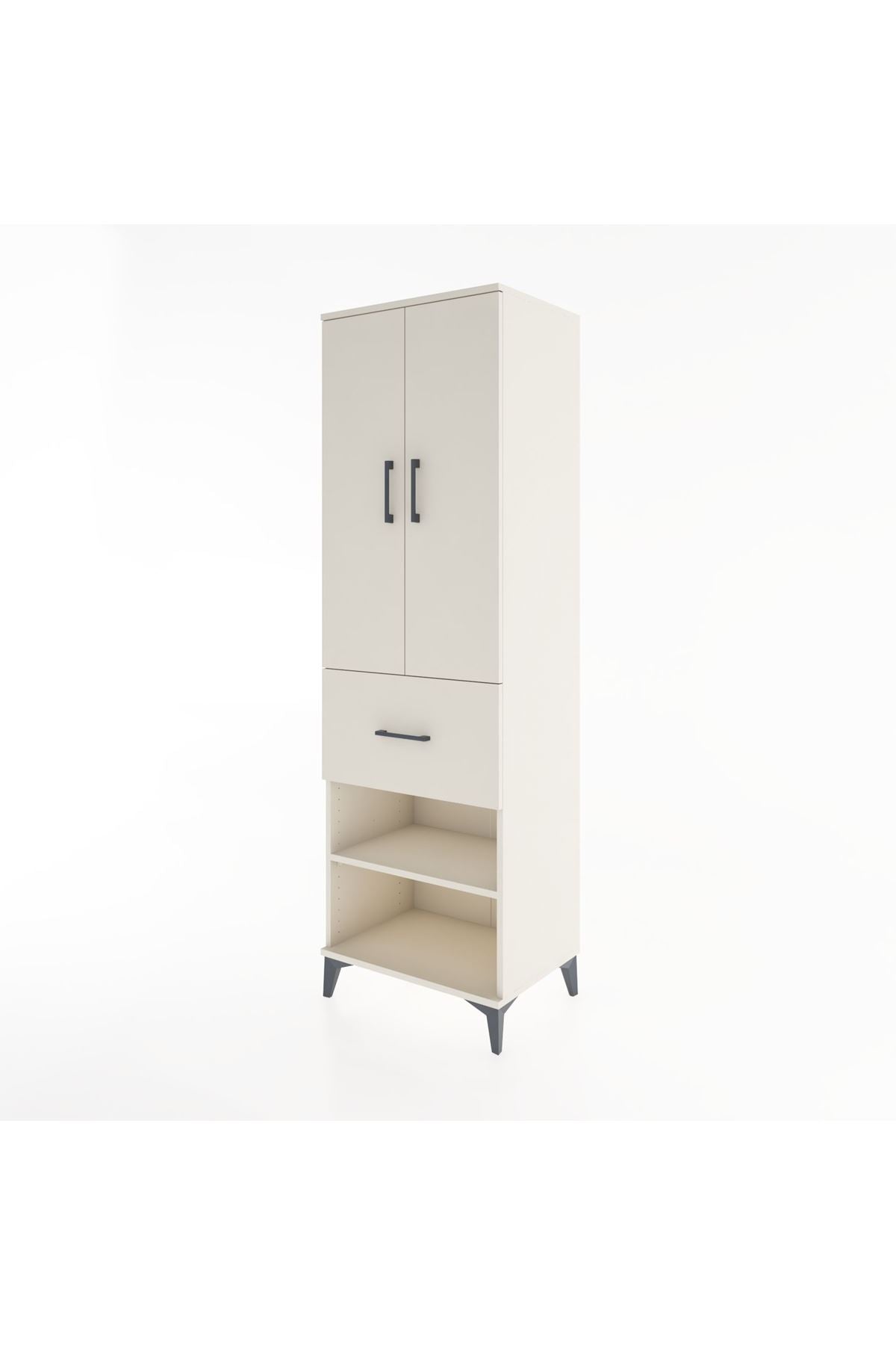 Hyperion Dolap 4 Raflı Tek Çekmeceli 2 Kapaklı 60x44x195 Aytaşı-Aytaşı