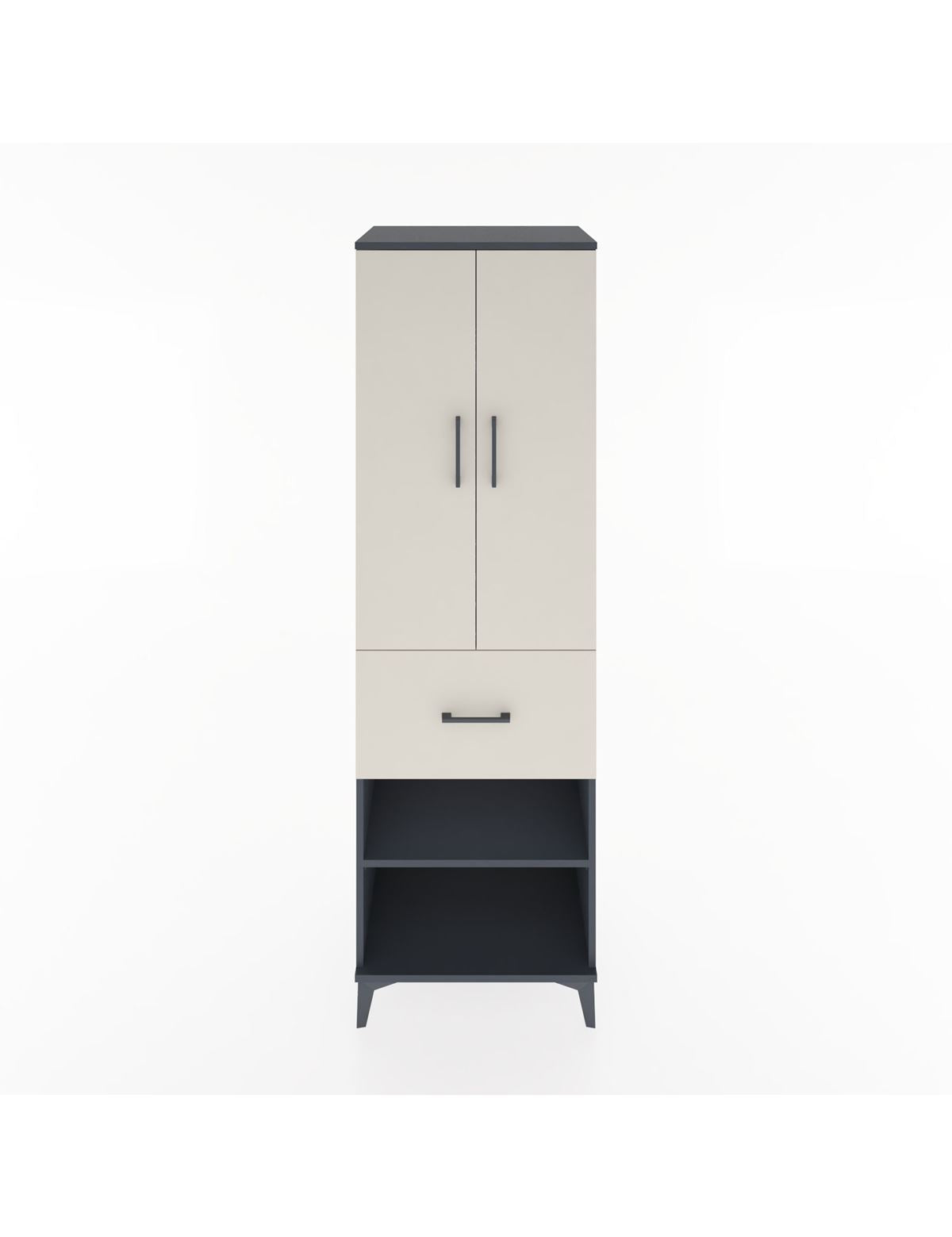 Hyperion Dolap 4 Raflı Tek Çekmeceli 2 Kapaklı 60x44x195 Antrasit-Aytaşı