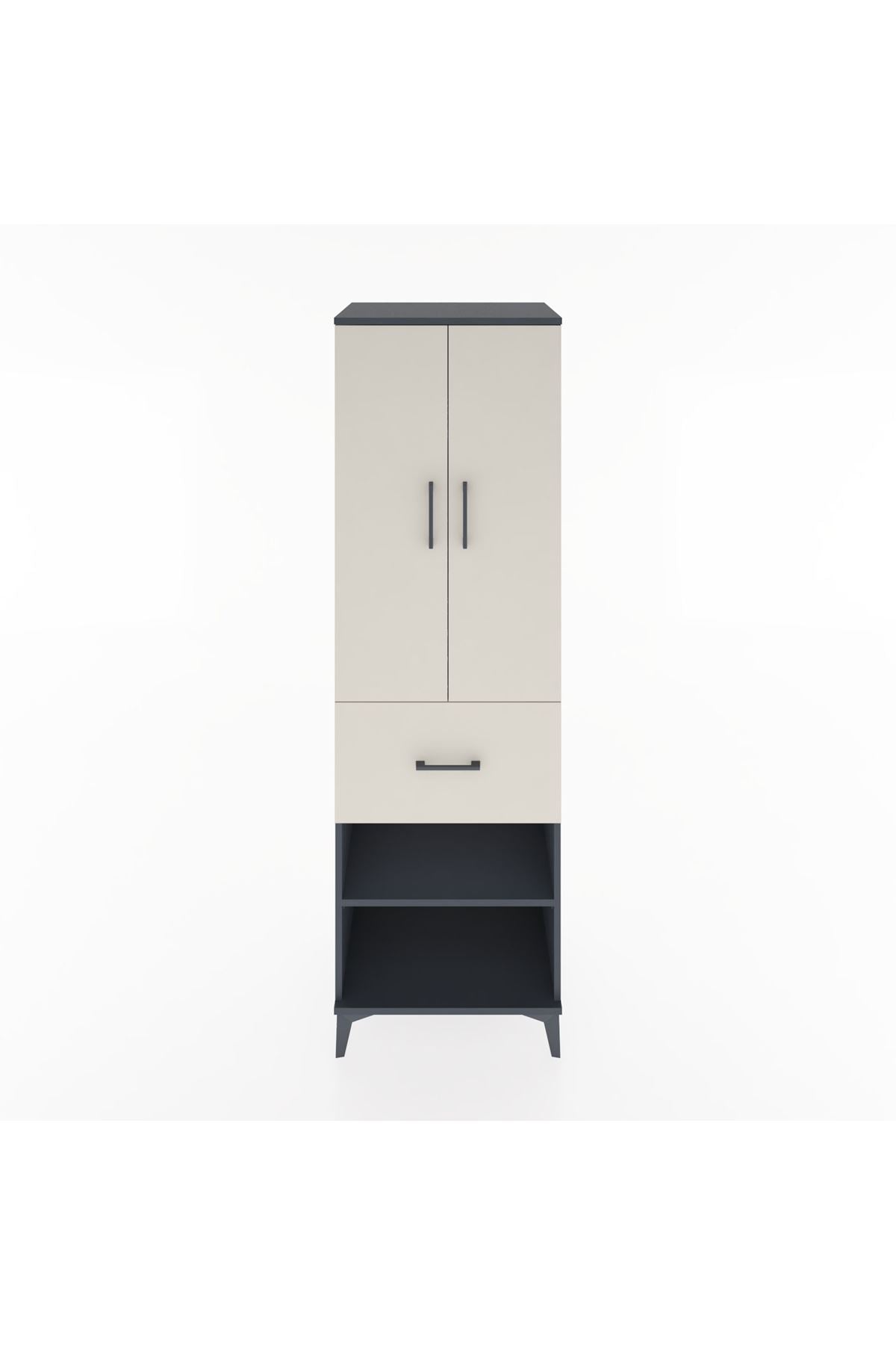 Hyperion Dolap 4 Raflı Tek Çekmeceli 2 Kapaklı 60x44x195 Antrasit-Aytaşı