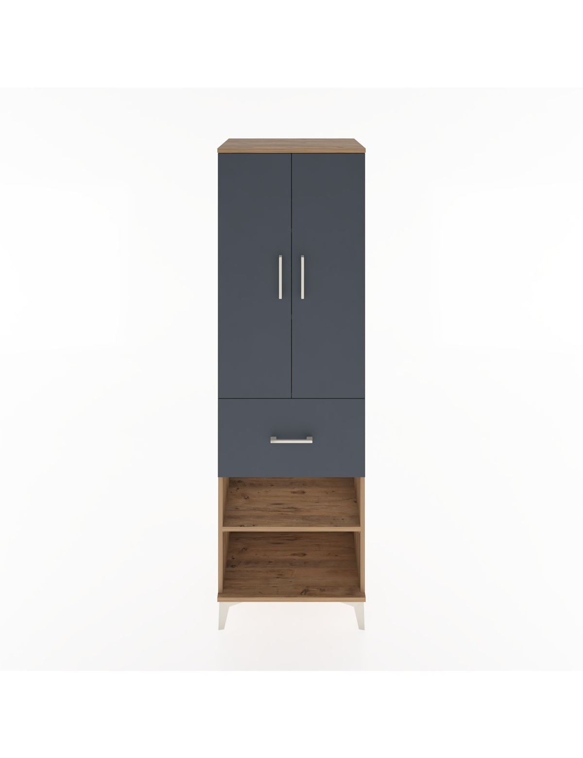 Hyperion Dolap 4 Raflı Tek Çekmeceli 2 Kapaklı 60x44x195 Çam-Antrasit