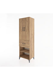 Hyperion Dolap 4 Raflı Tek Çekmeceli 2 Kapaklı 60x44x195 Çam-Çam