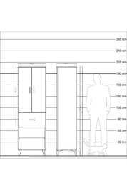 Hyperion Dolap 4 Raflı Tek Çekmeceli 2 Kapaklı 60x44x195 Çam-Çam