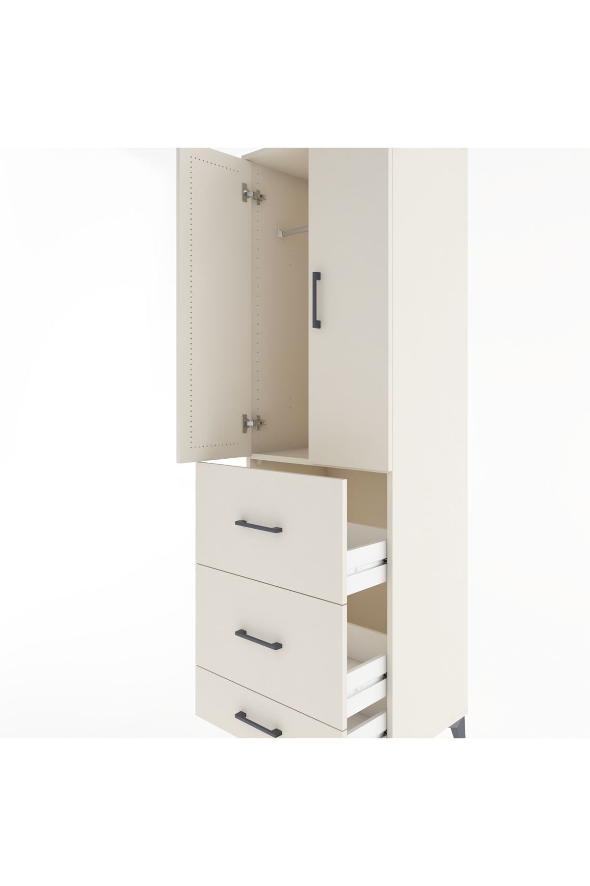 Hyperion Dolap Tek Raflı 3 Çekmeceli Tek Askılı 60x44x195 Aytaşı-Aytaşı