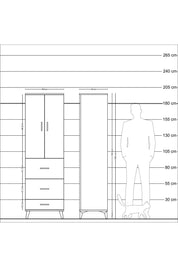 Hyperion Dolap Tek Raflı 3 Çekmeceli Tek Askılı 60x44x195 Aytaşı-Antrasit