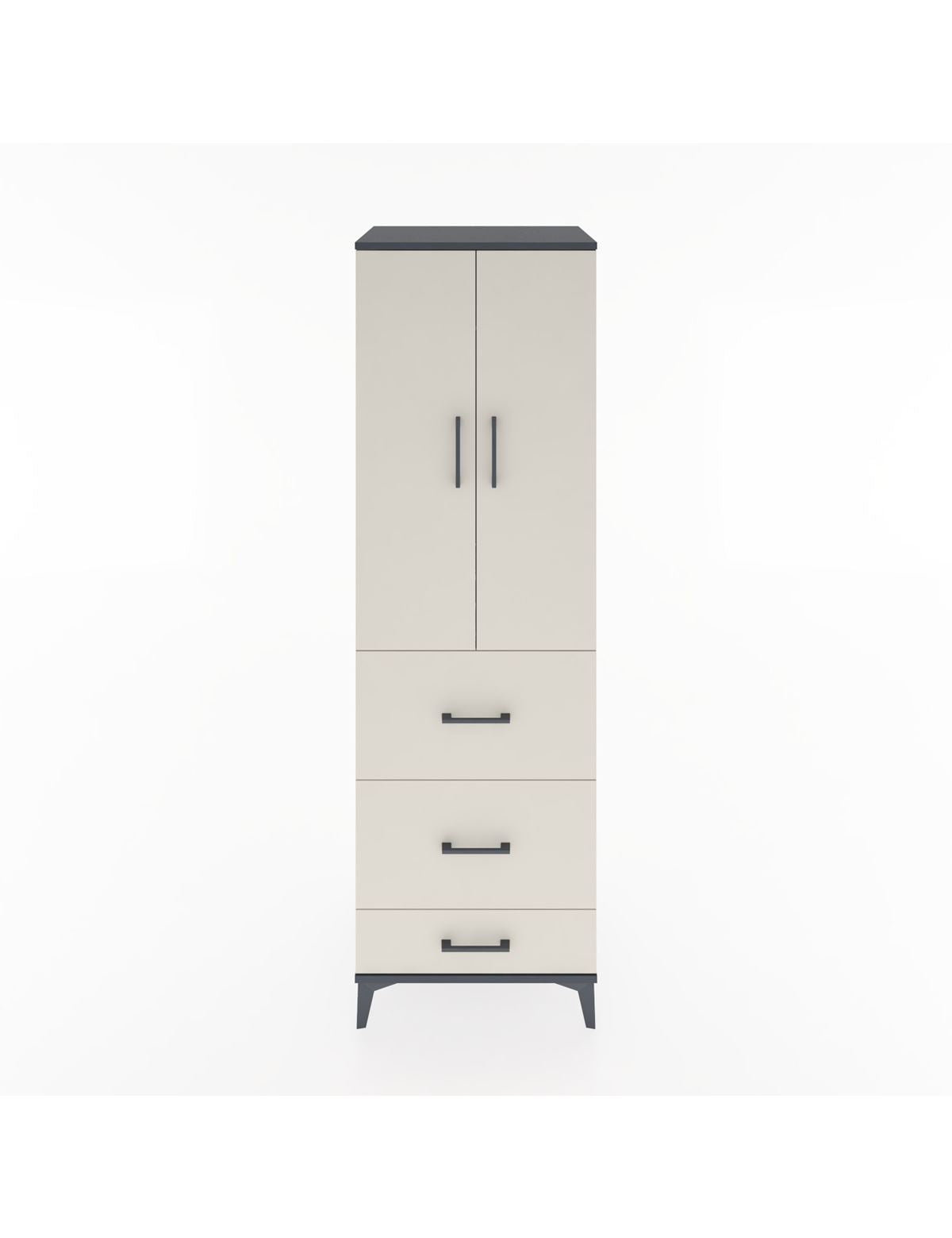 Hyperion Dolap Tek Raflı 3 Çekmeceli Tek Askılı 60x44x195 Antrasit-Aytaşı