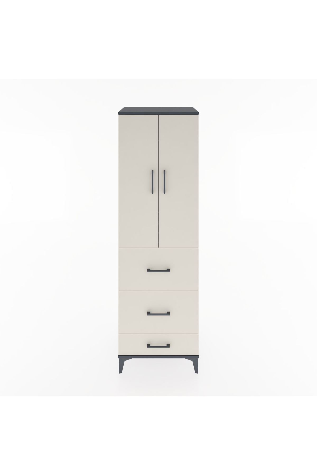 Hyperion Dolap Tek Raflı 3 Çekmeceli Tek Askılı 60x44x195 Antrasit-Aytaşı