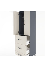 Hyperion Dolap Tek Raflı 3 Çekmeceli Tek Askılı 60x44x195 Antrasit-Aytaşı