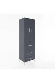 Hyperion Dolap Tek Raflı 3 Çekmeceli Tek Askılı 60x44x195 Antrasit-Antrasit