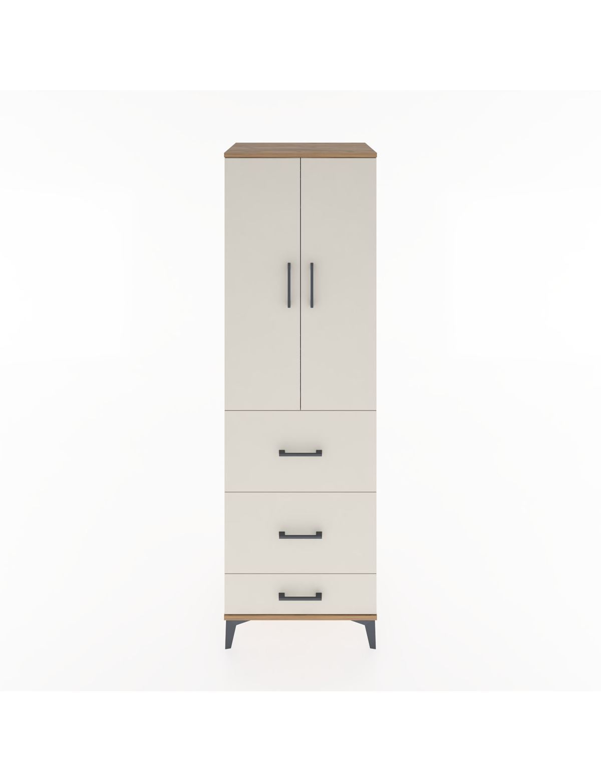 Hyperion Dolap Tek Raflı 3 Çekmeceli Tek Askılı 60x44x195 Çam-Aytaşı