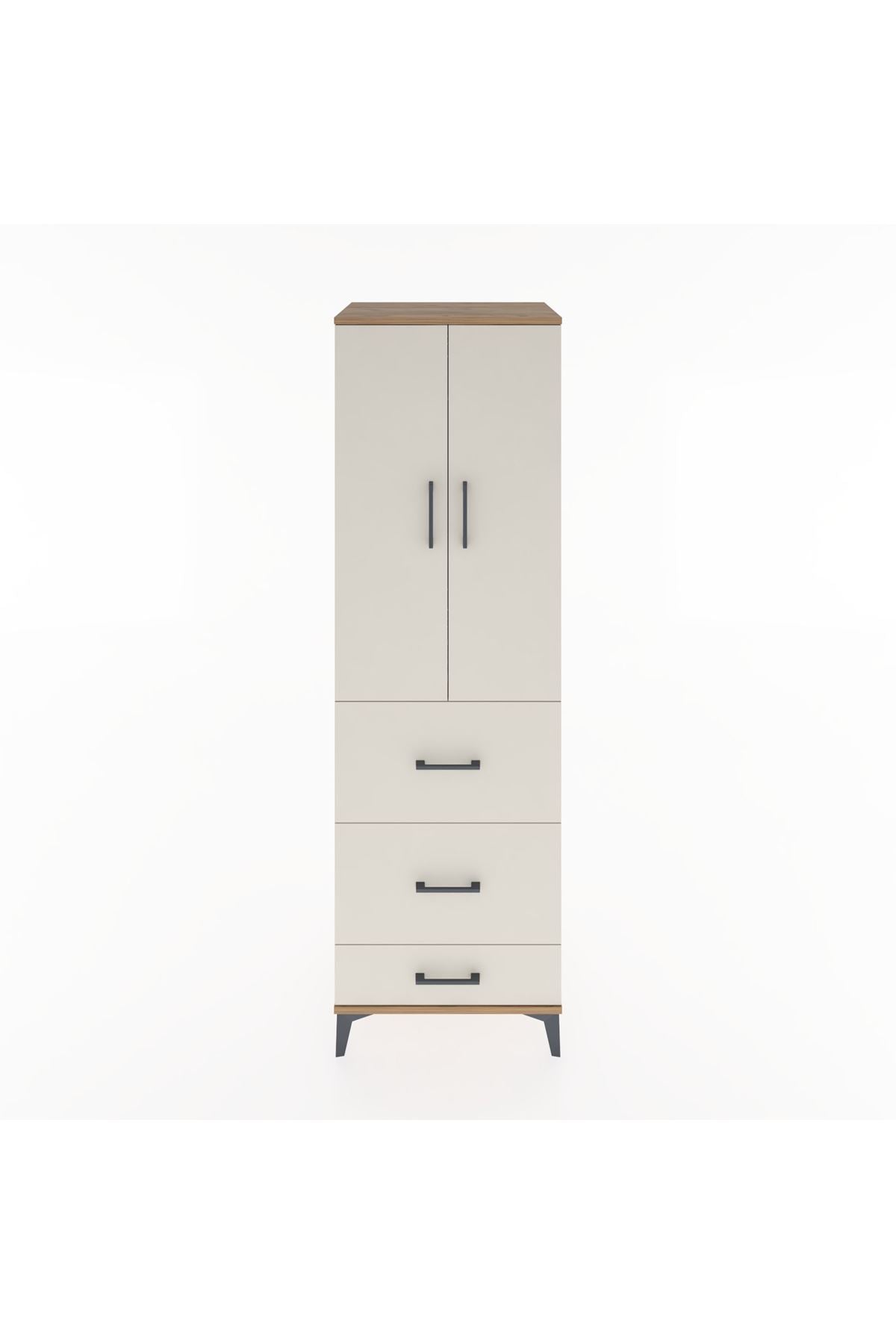 Hyperion Dolap Tek Raflı 3 Çekmeceli Tek Askılı 60x44x195 Çam-Aytaşı