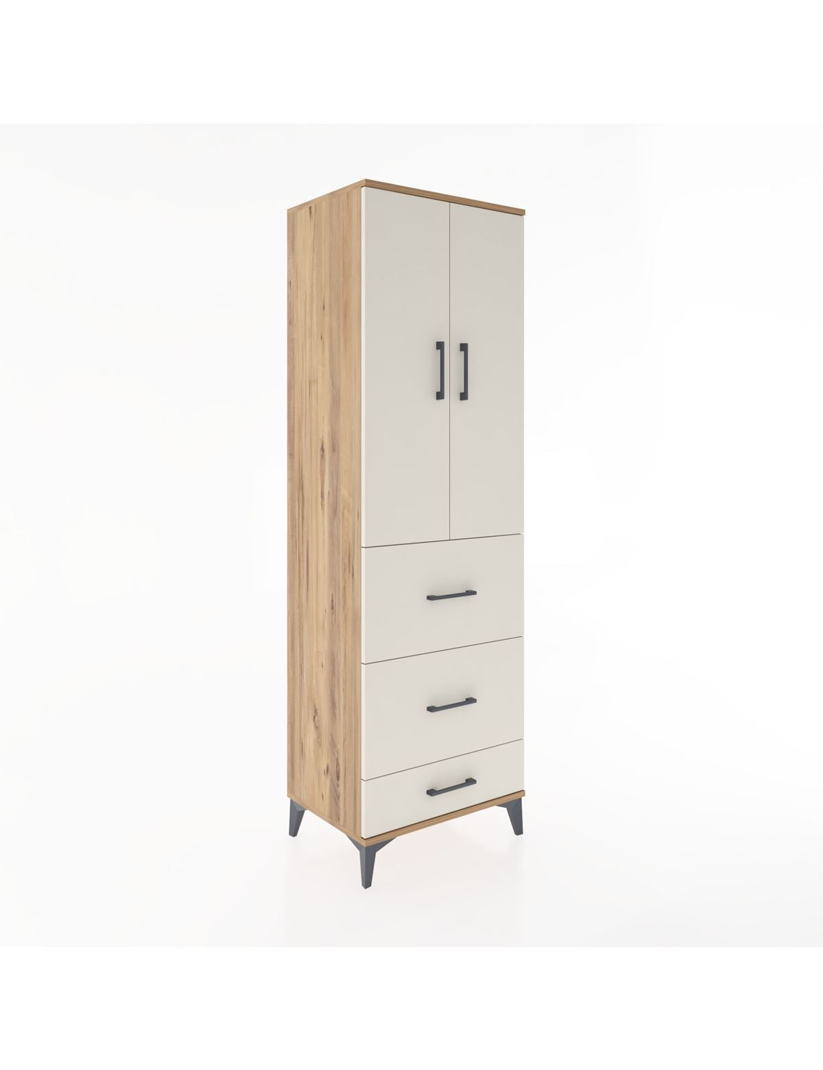 Hyperion Dolap Tek Raflı 3 Çekmeceli Tek Askılı 60x44x195 Çam-Aytaşı