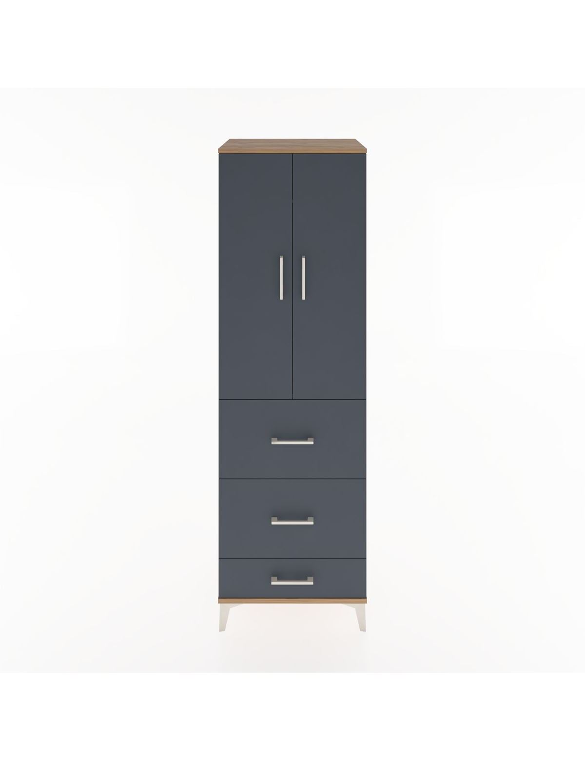 Hyperion Dolap Tek Raflı 3 Çekmeceli Tek Askılı 60x44x195 Çam-Antrasit