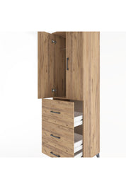 Hyperion Dolap Tek Raflı 3 Çekmeceli Tek Askılı 60x44x195 Çam-Çam