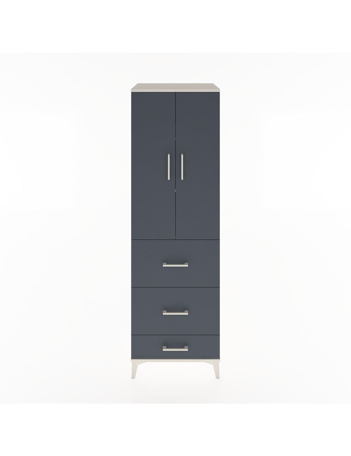 Hyperion Dolap 3 Raflı 3 Çekmeceli 2 Kapaklı 60x44x195 Aytaşı-Antrasit