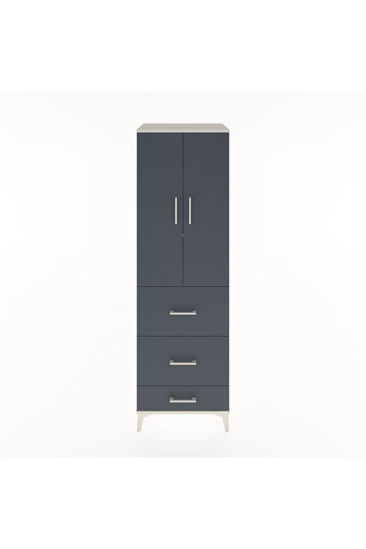 Hyperion Dolap 3 Raflı 3 Çekmeceli 2 Kapaklı 60x44x195 Aytaşı-Antrasit