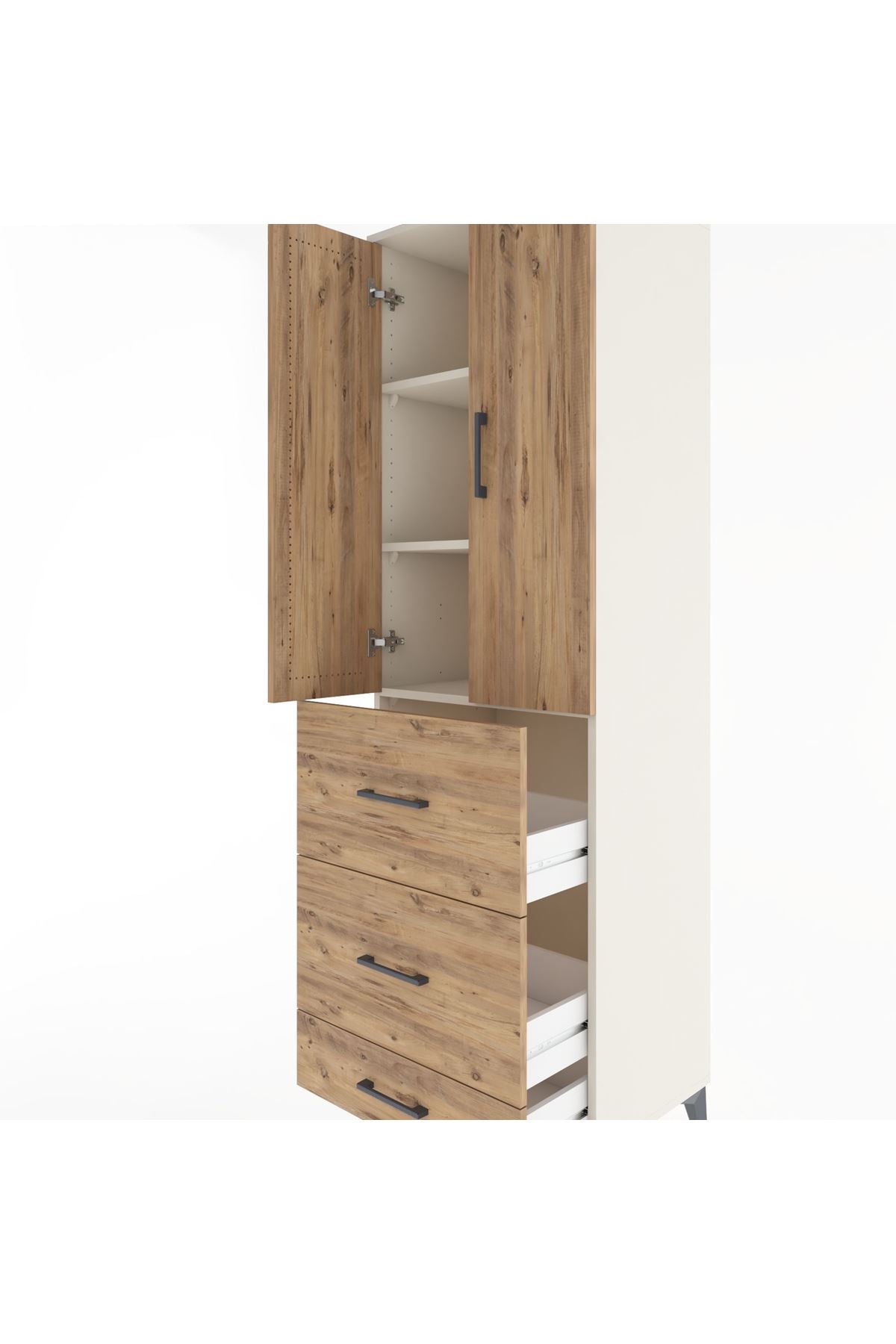 Hyperion Dolap 3 Raflı 3 Çekmeceli 2 Kapaklı 60x44x195 Aytaşı-Çam