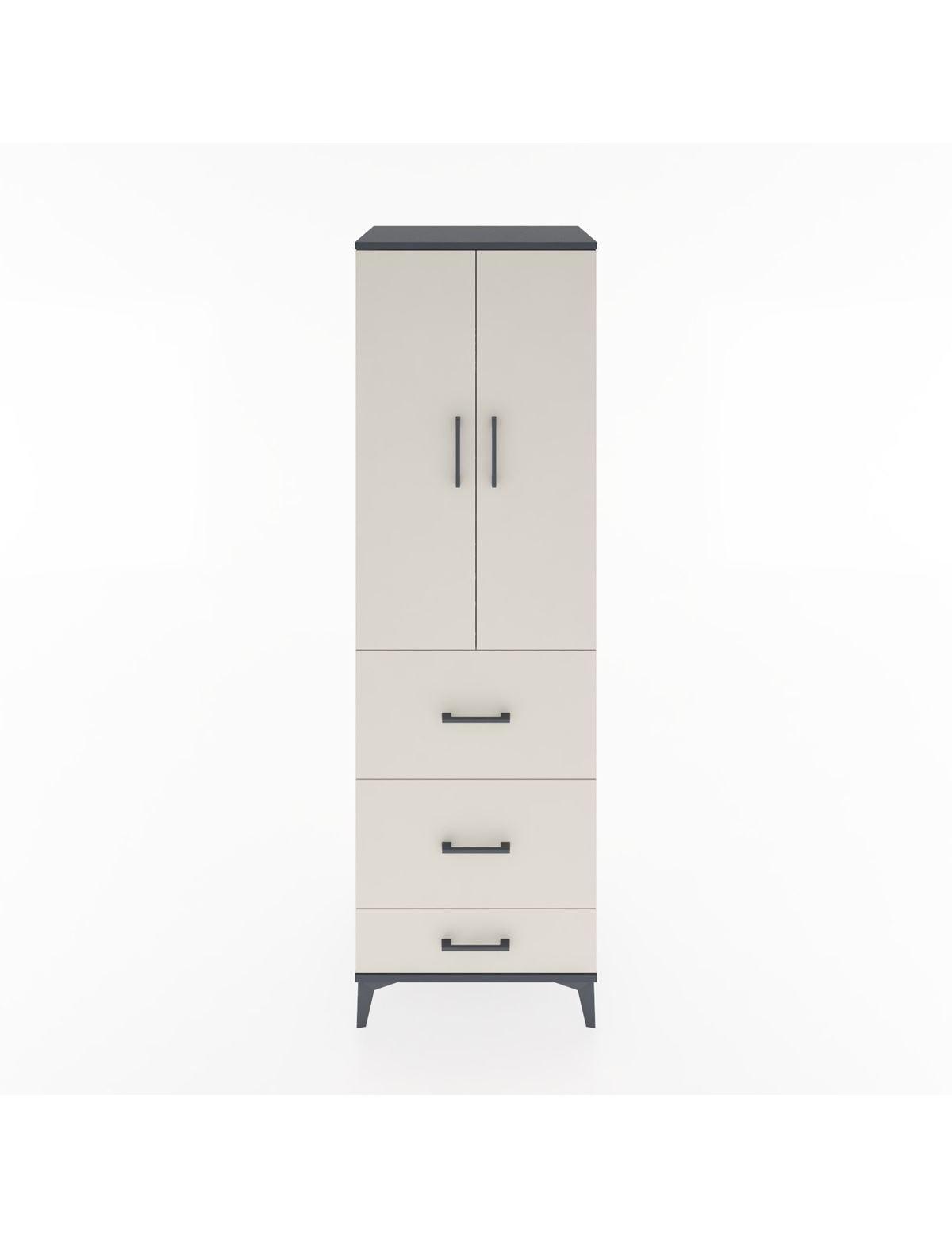 Hyperion Dolap 3 Raflı 3 Çekmeceli 2 Kapaklı 60x44x195 Antrasit-Aytaşı