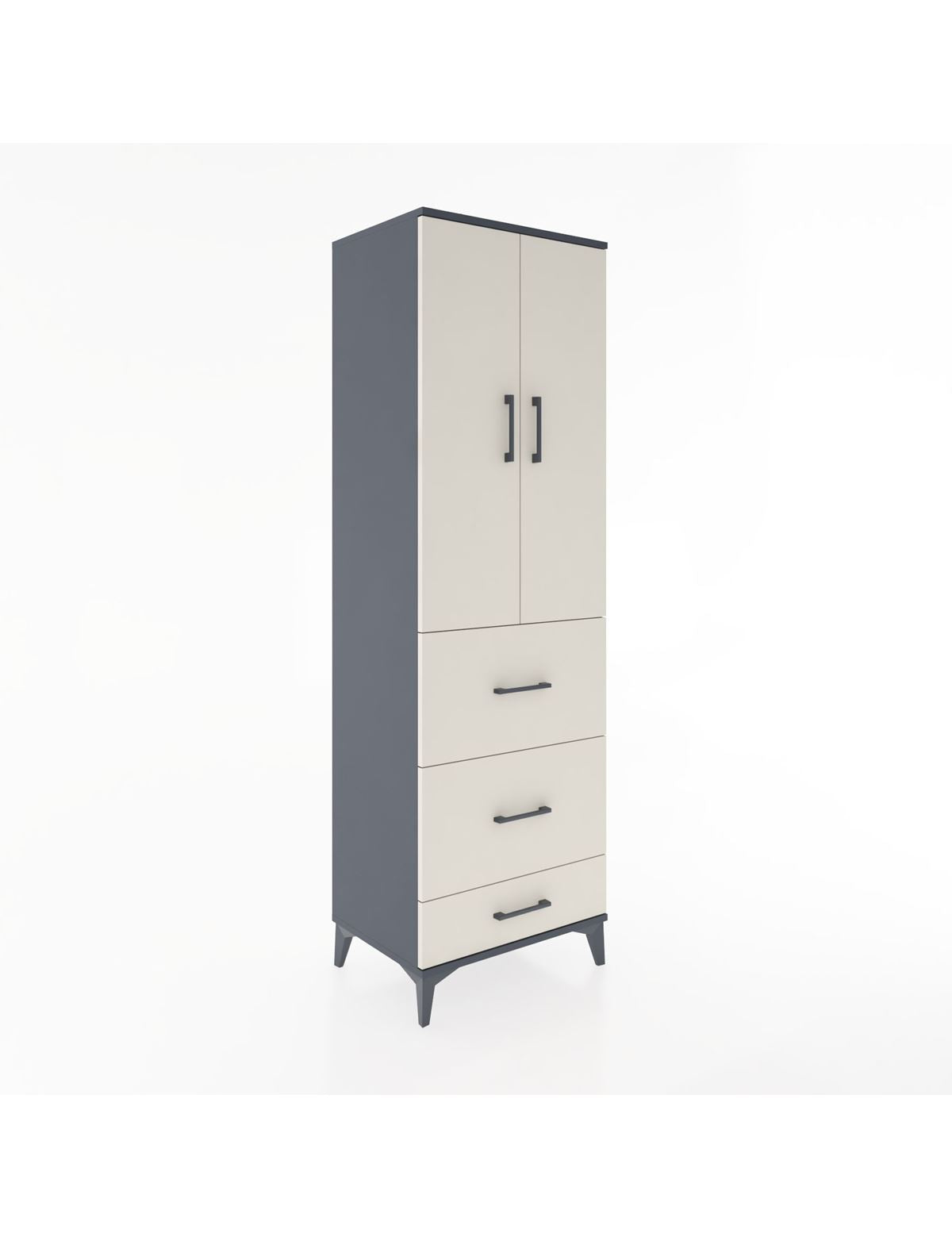 Hyperion Dolap 3 Raflı 3 Çekmeceli 2 Kapaklı 60x44x195 Antrasit-Aytaşı