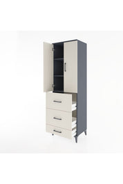 Hyperion Dolap 3 Raflı 3 Çekmeceli 2 Kapaklı 60x44x195 Antrasit-Aytaşı