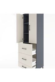 Hyperion Dolap 3 Raflı 3 Çekmeceli 2 Kapaklı 60x44x195 Antrasit-Aytaşı