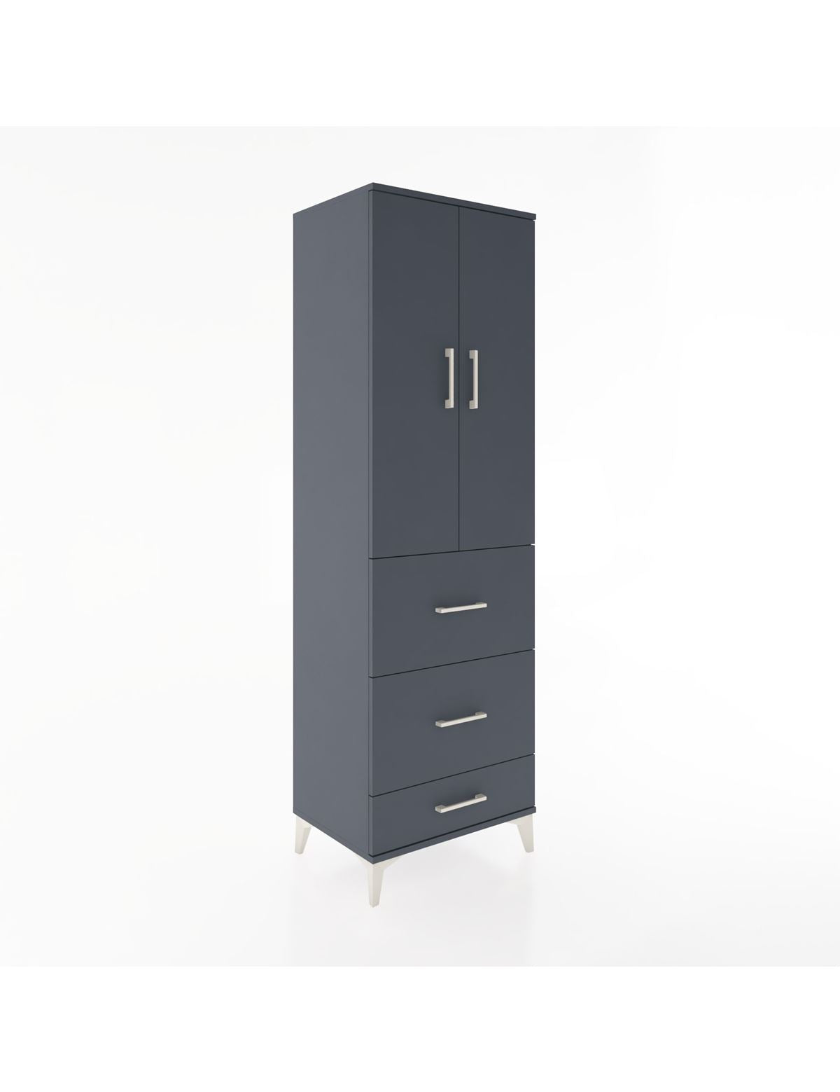 Hyperion Dolap 3 Raflı 3 Çekmeceli 2 Kapaklı 60x44x195 Antrasit-Antrasit