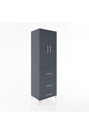 Hyperion Dolap 3 Raflı 3 Çekmeceli 2 Kapaklı 60x44x195 Antrasit-Antrasit