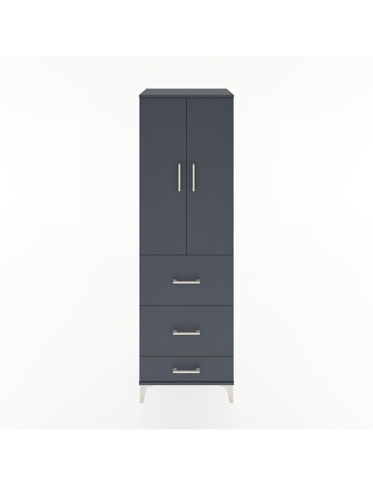 Hyperion Dolap 3 Raflı 3 Çekmeceli 2 Kapaklı 60x44x195 Antrasit-Antrasit